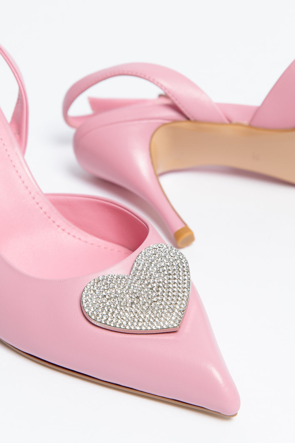 Amour Heart Slingback Heel Pink Sheepskin Leather