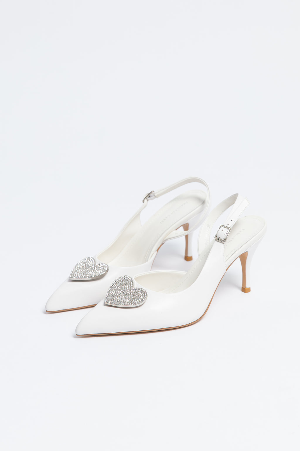 Amour Heart Slingback Heel white sheepskin leather