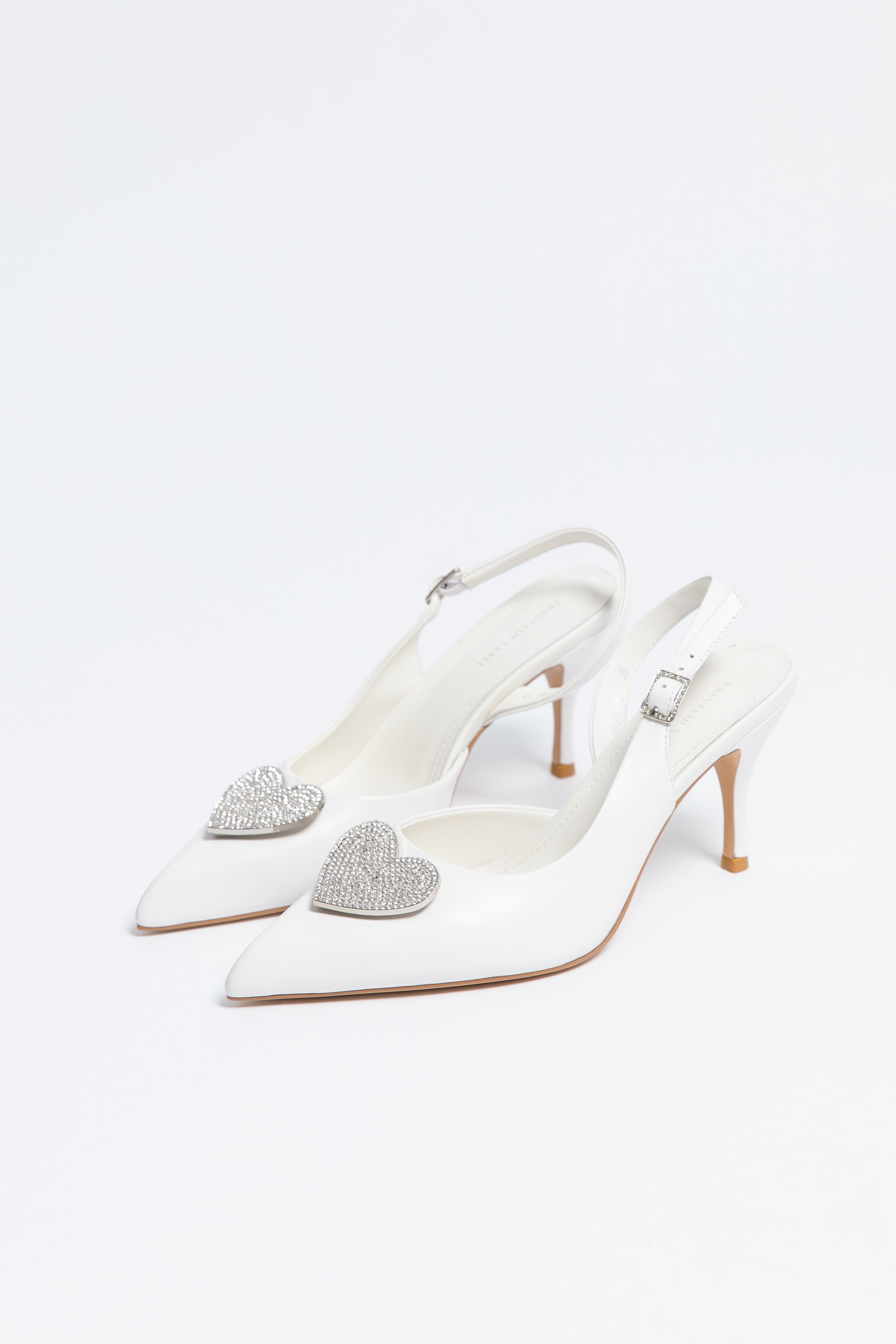 Amour Heart Slingback Heel white sheepskin leather