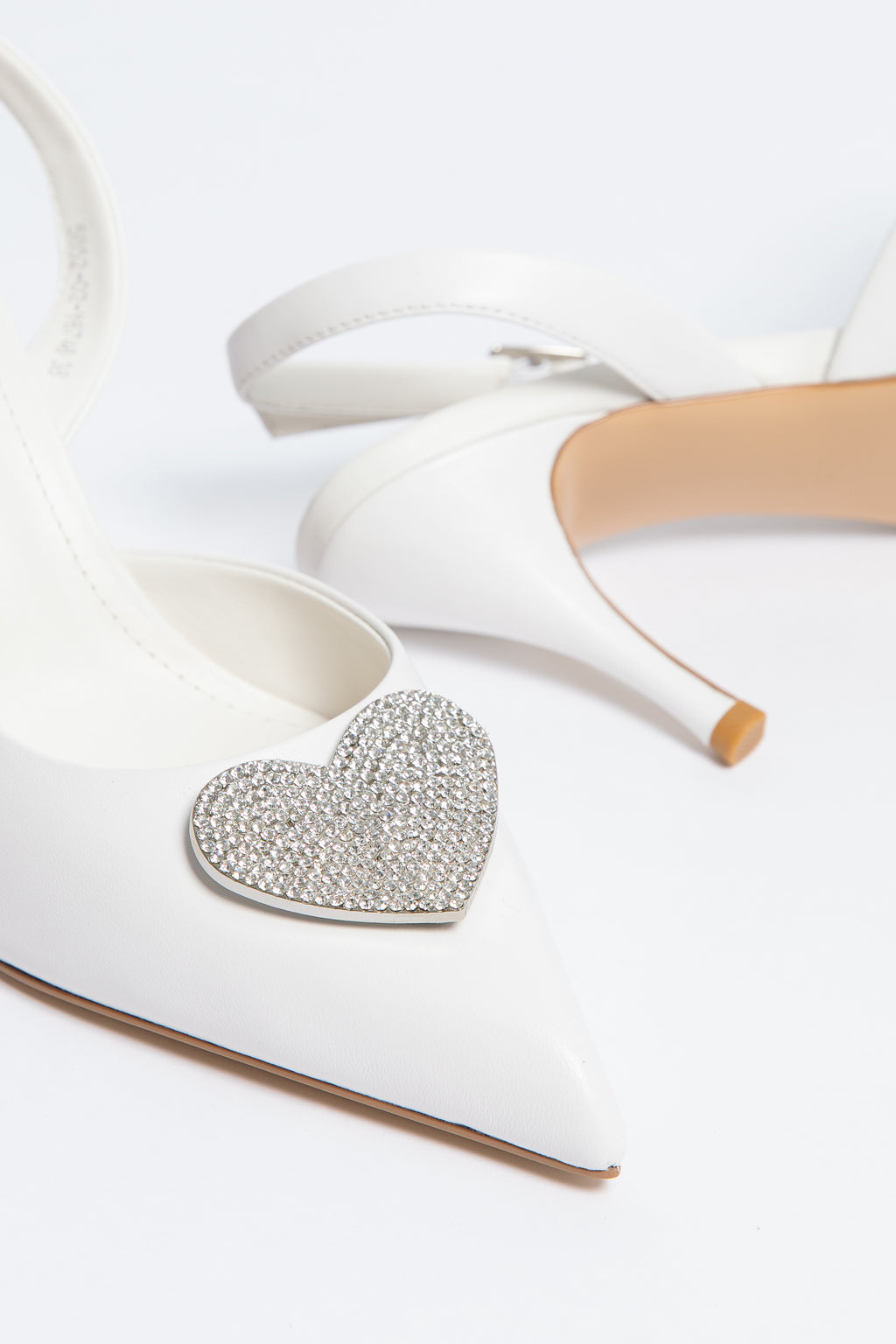 Amour Heart Slingback Heel white sheepskin leather
