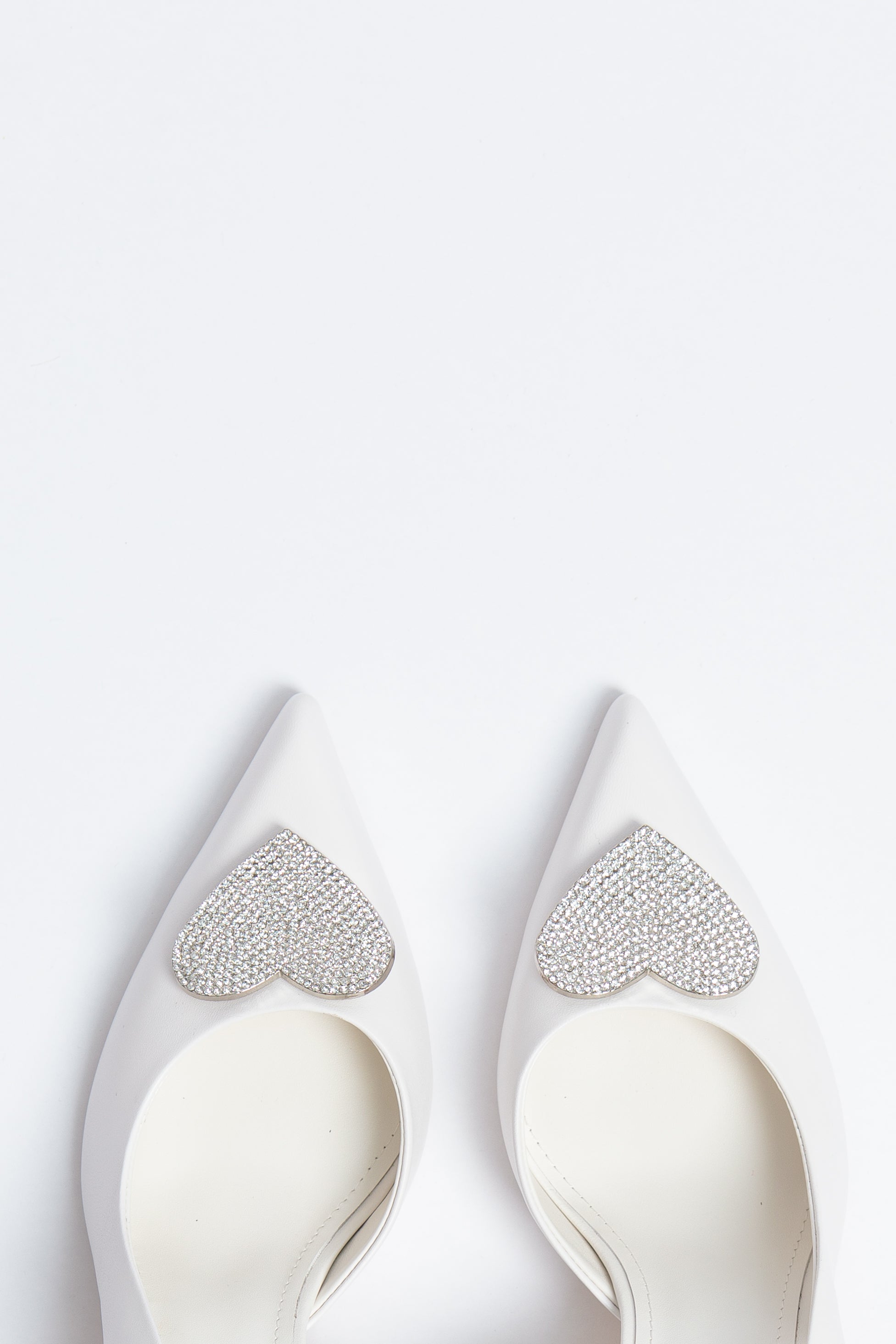 Amour Heart Slingback Heel white sheepskin leather