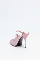 Norma Jeane Heel Satin & Sheepskin Leather with Pearl Buckle