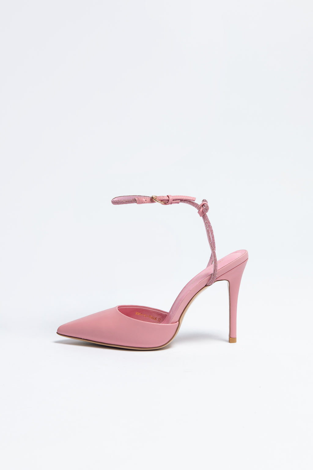 Stella Heel Pink Sheepskin Leather with Crystal Strap & Bow Back