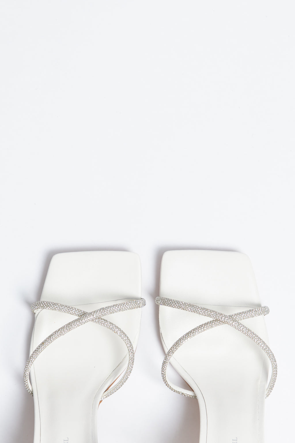 Aurora Heel ivory Crystal Strap Sheepskin leather