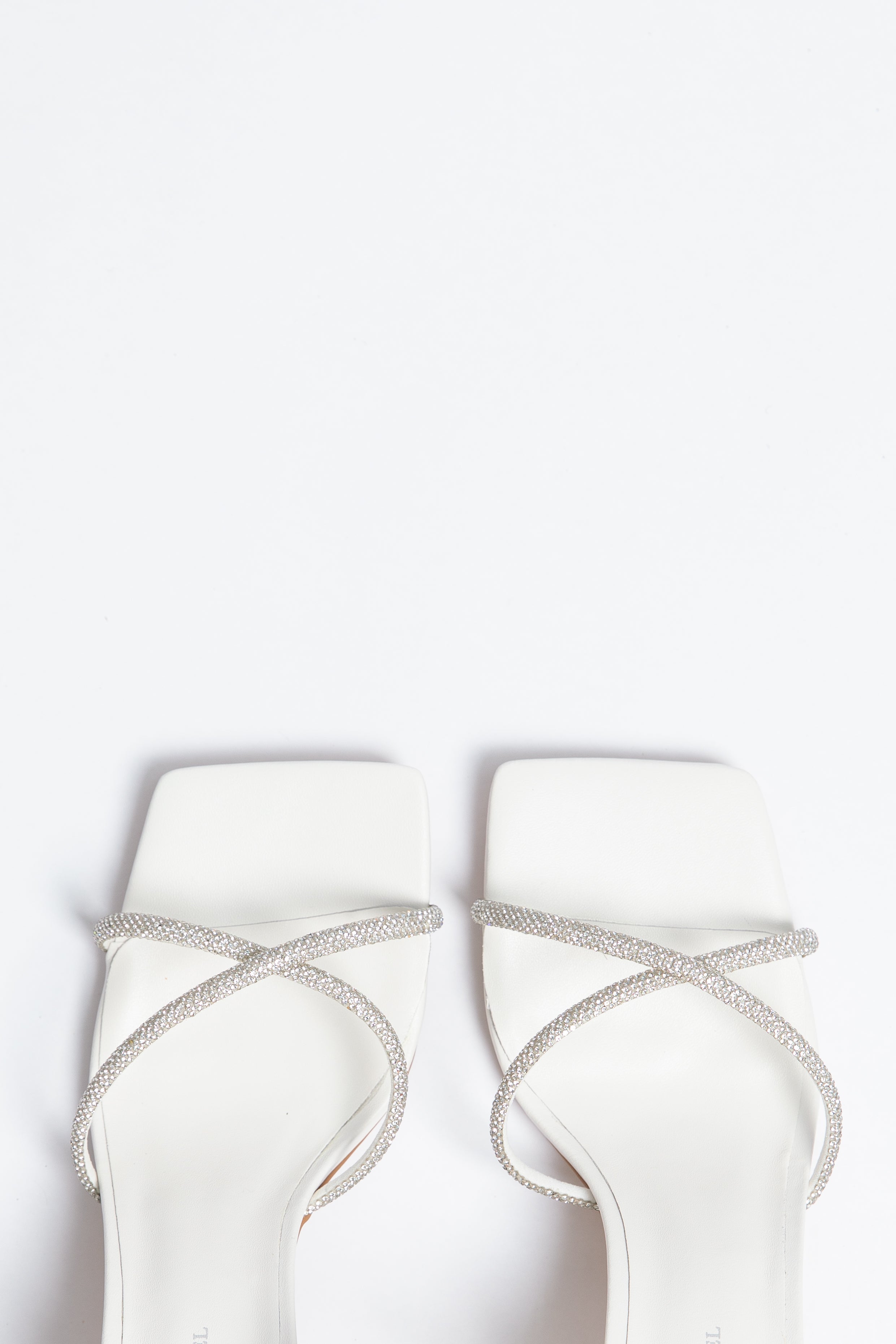 Aurora Heel ivory Crystal Strap Sheepskin leather