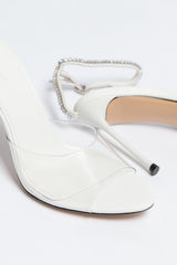 Allure Heel ivory sheepskin leather with Heart Buckle
