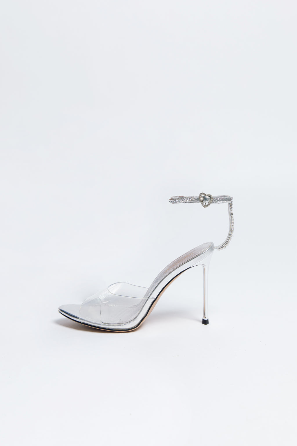 Allure Heel silver sheepskin leather with Heart Buckle
