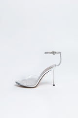 Allure Heel silver sheepskin leather with Heart Buckle