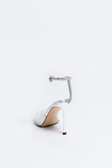 Allure Heel silver sheepskin leather with Heart Buckle