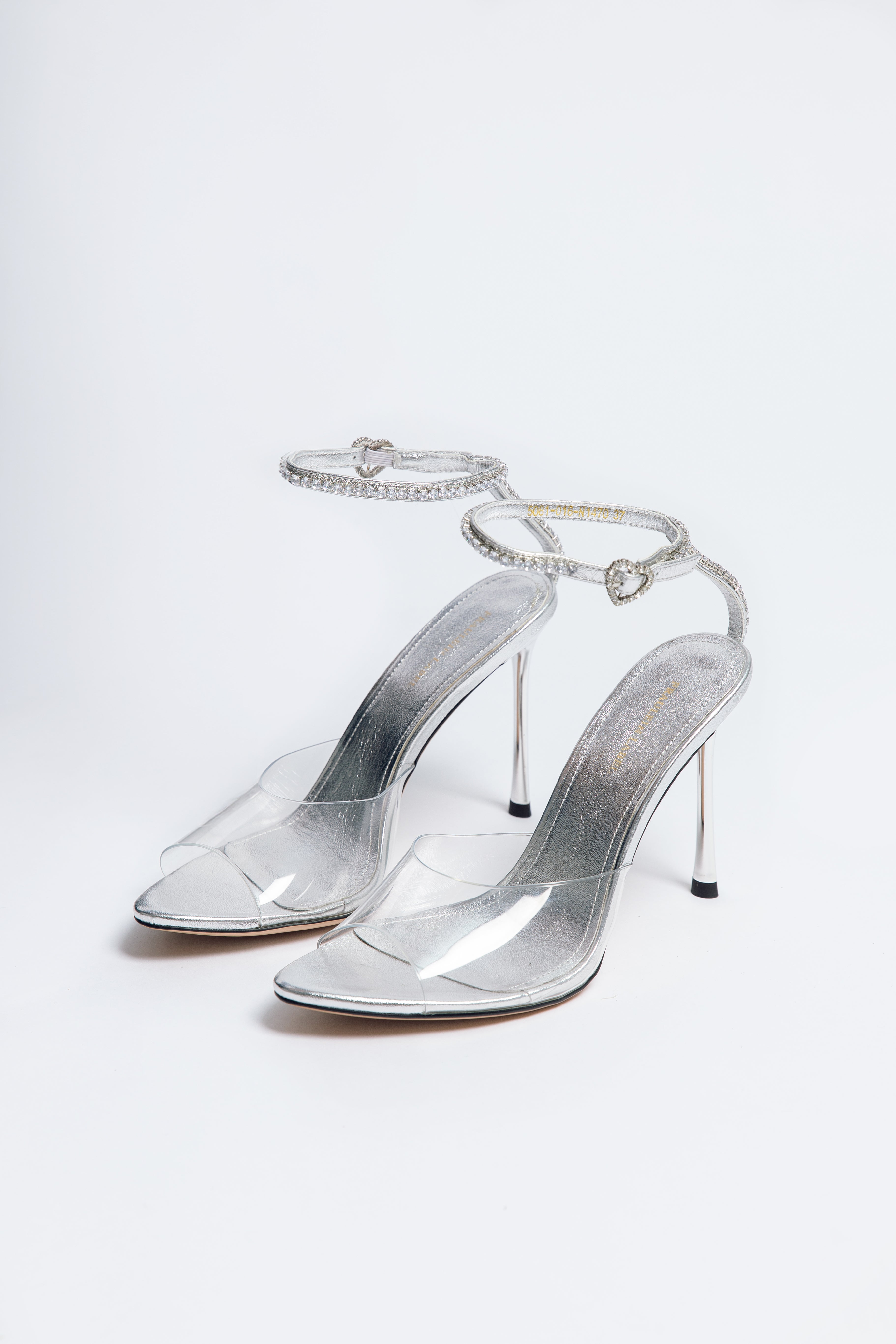 Allure Heel silver sheepskin leather with Heart Buckle