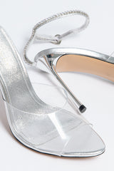 Allure Heel silver sheepskin leather with Heart Buckle