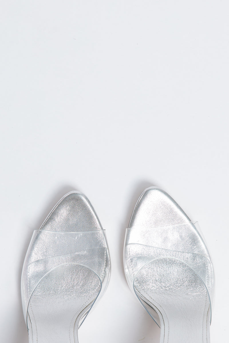 Allure Heel silver sheepskin leather with Heart Buckle