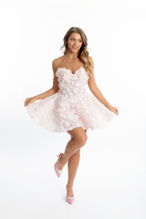 Fleur de Rêve 3D Flower Blush Pink Mini Dress – bridal shower