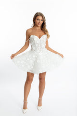 Fleur de Rêve 3D Flower ivory Mini Dress – bridal shower