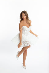 Fleur de Rêve 3D Flower ivory Mini Dress – bridal shower