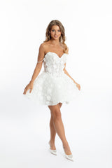 Fleur de Rêve 3D Flower ivory Mini Dress – bridal shower