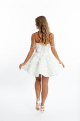 Fleur de Rêve 3D Flower ivory Mini Dress – bridal shower