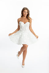 Fleur de Rêve 3D Flower ivory Mini Dress – bridal shower