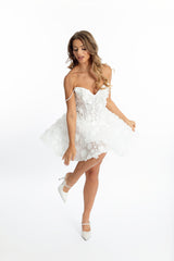 Fleur de Rêve 3D Flower ivory Mini Dress – bridal shower