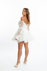 Short wedding dress -Jardin Princess 3D Flower Appliqué Mini Dress