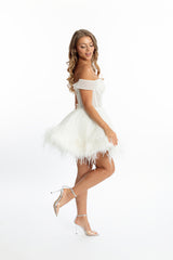 CENDRILLON OFF-SHOULDER CORSET LACE-UP MINI DRESS