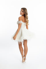 CENDRILLON OFF-SHOULDER CORSET LACE-UP MINI DRESS