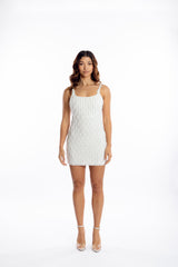 Diamant Fringe Pearl & shimmer Hand-Beaded Mini Dress