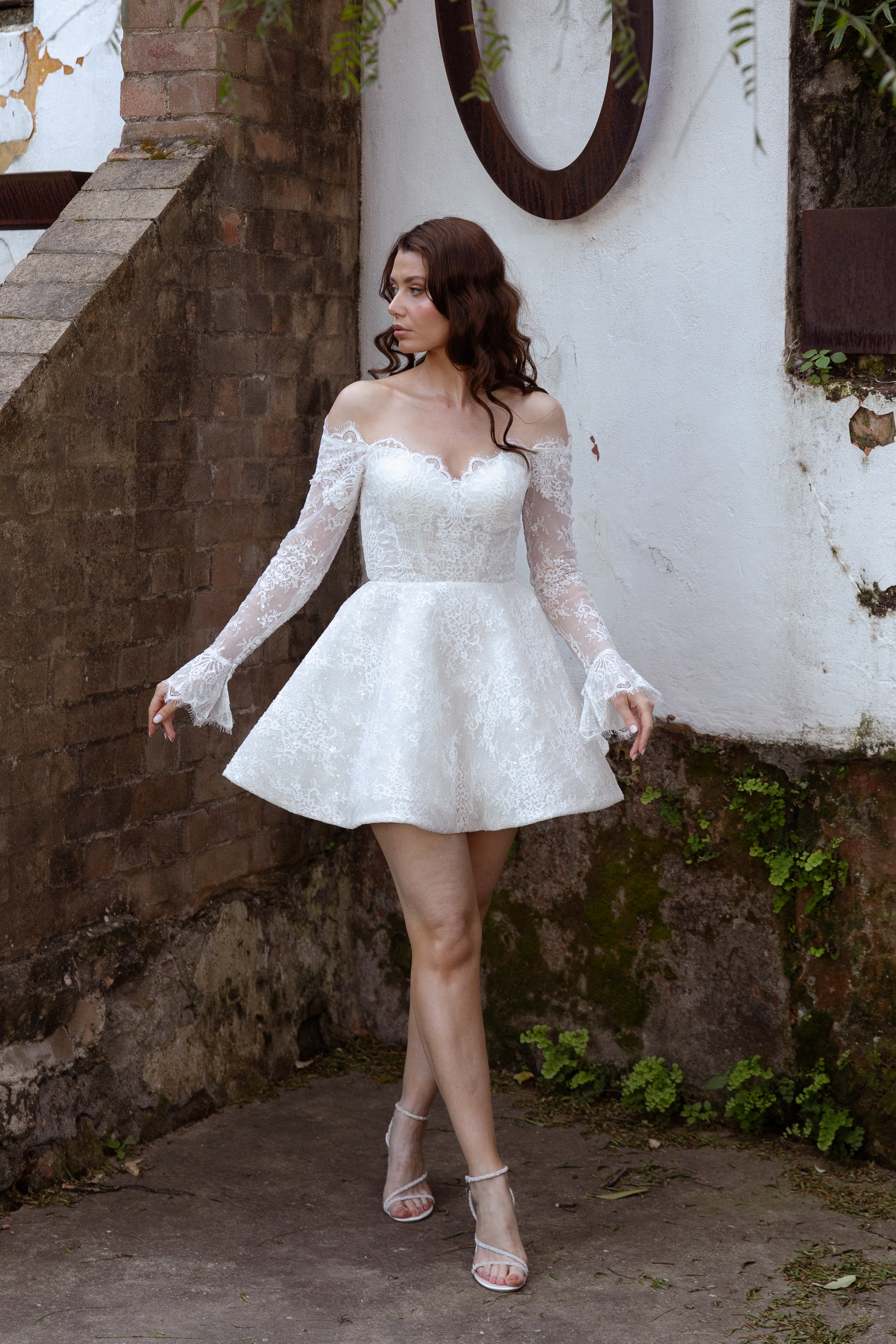 Bridal Mini Dress – Princess Off-Shoulder Lace