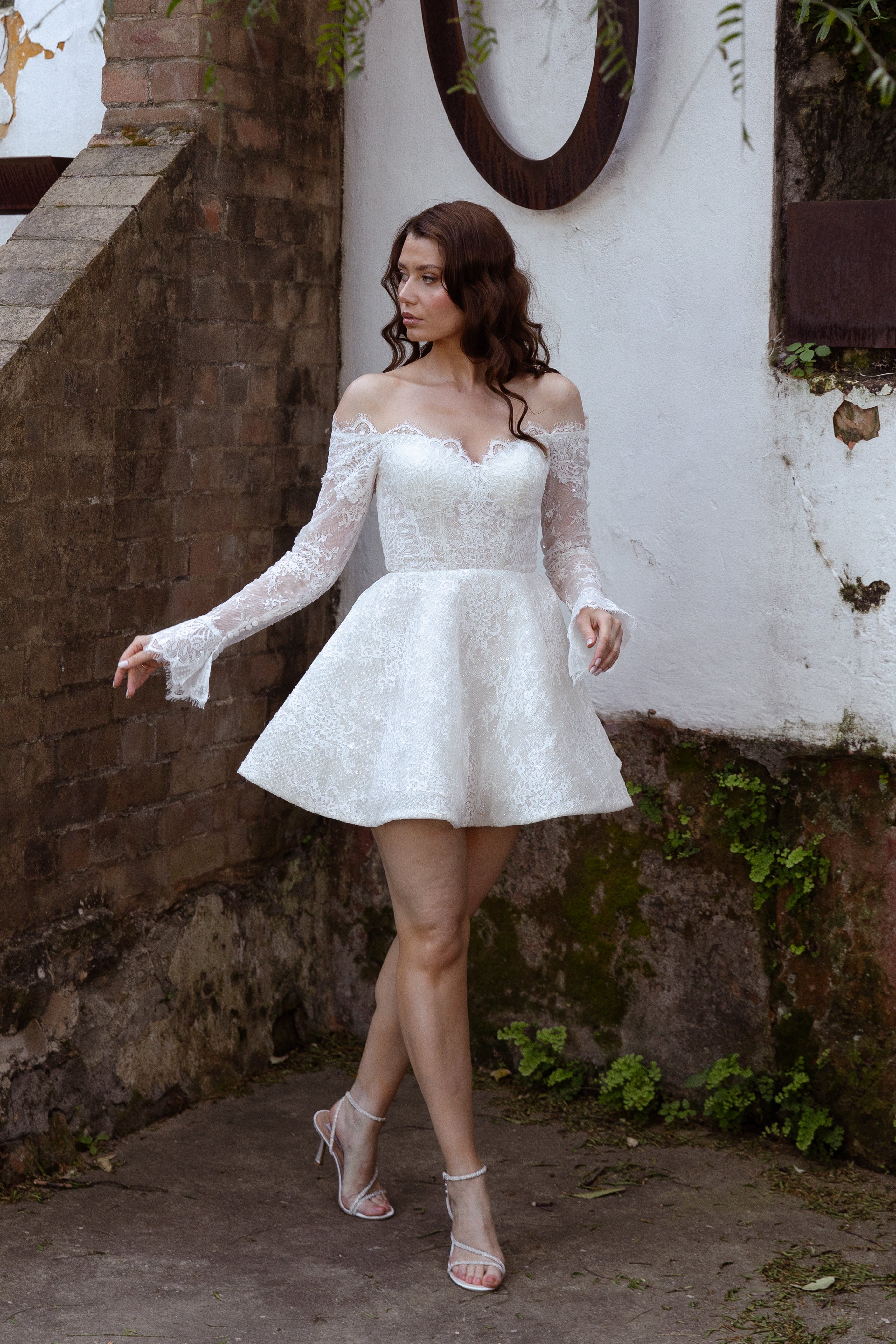 Bridal Mini Dress – Princess Off-Shoulder Lace