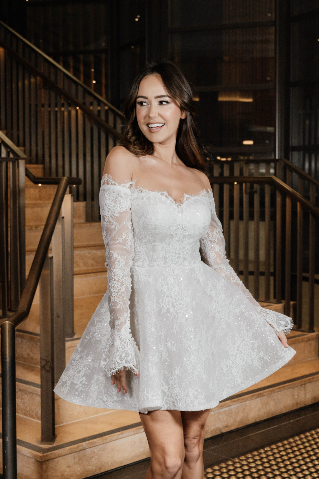 Bridal Mini Dress – Princess Off-Shoulder Lace