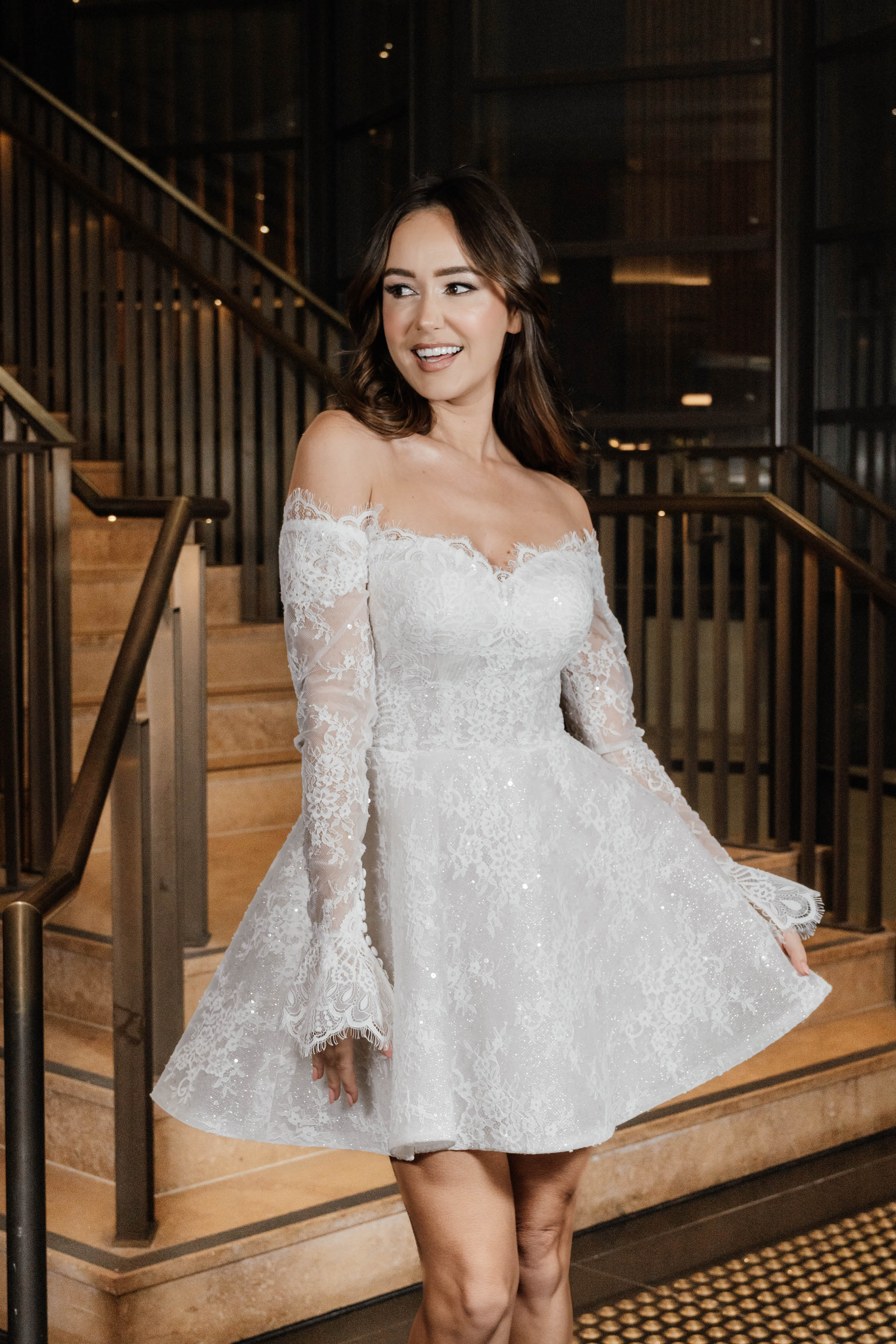 Bridal Mini Dress – Princess Off-Shoulder Lace