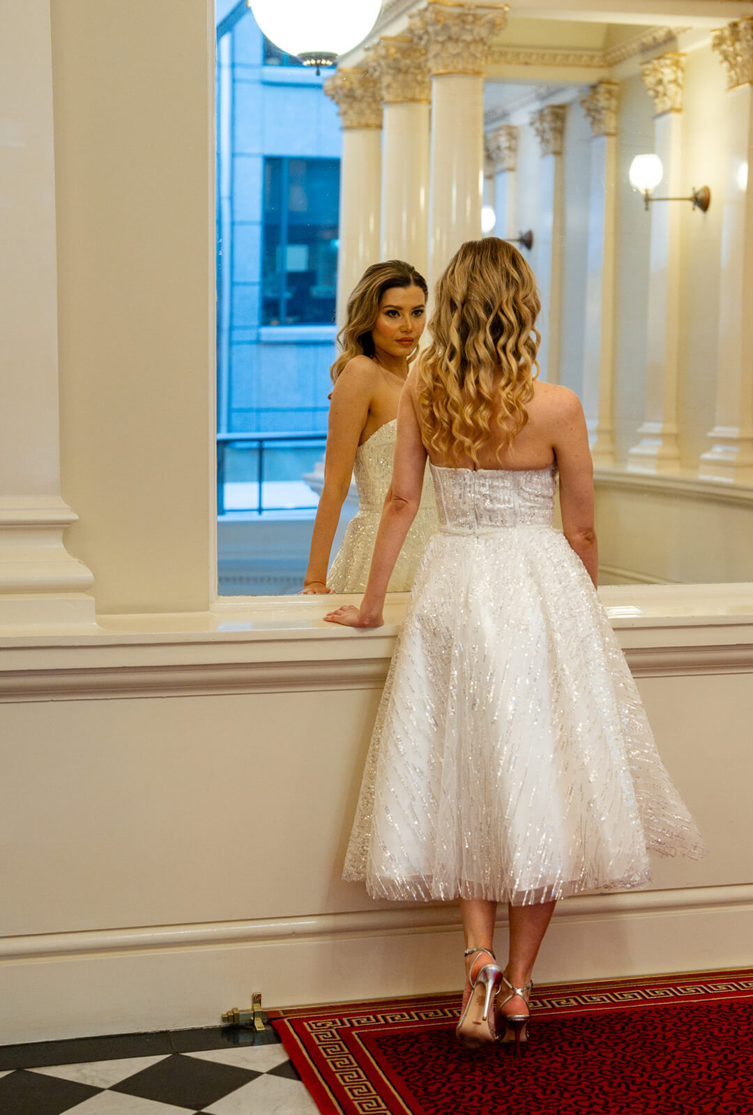 Monroe Corset Sweetheart Sequin Midi Ball Gown Dress