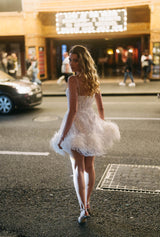 Monroe Sequin & Feather Mini Pearl Corset Dress