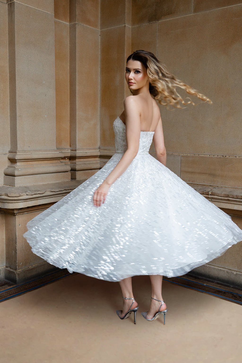 Monroe Corset Sweetheart Sequin Midi Ball Gown Dress