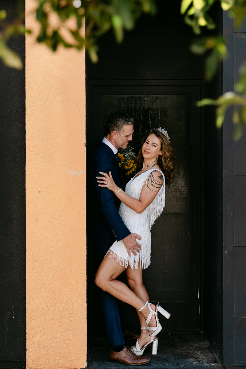 Taylor Handmade Beaded Sparkly Fringe Mini Dress | Bridal After-Party