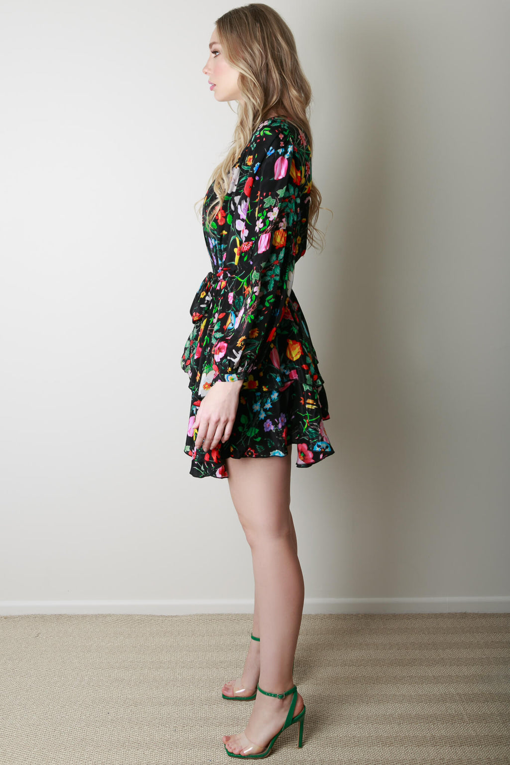 Fleur Mini Black Floral Dress