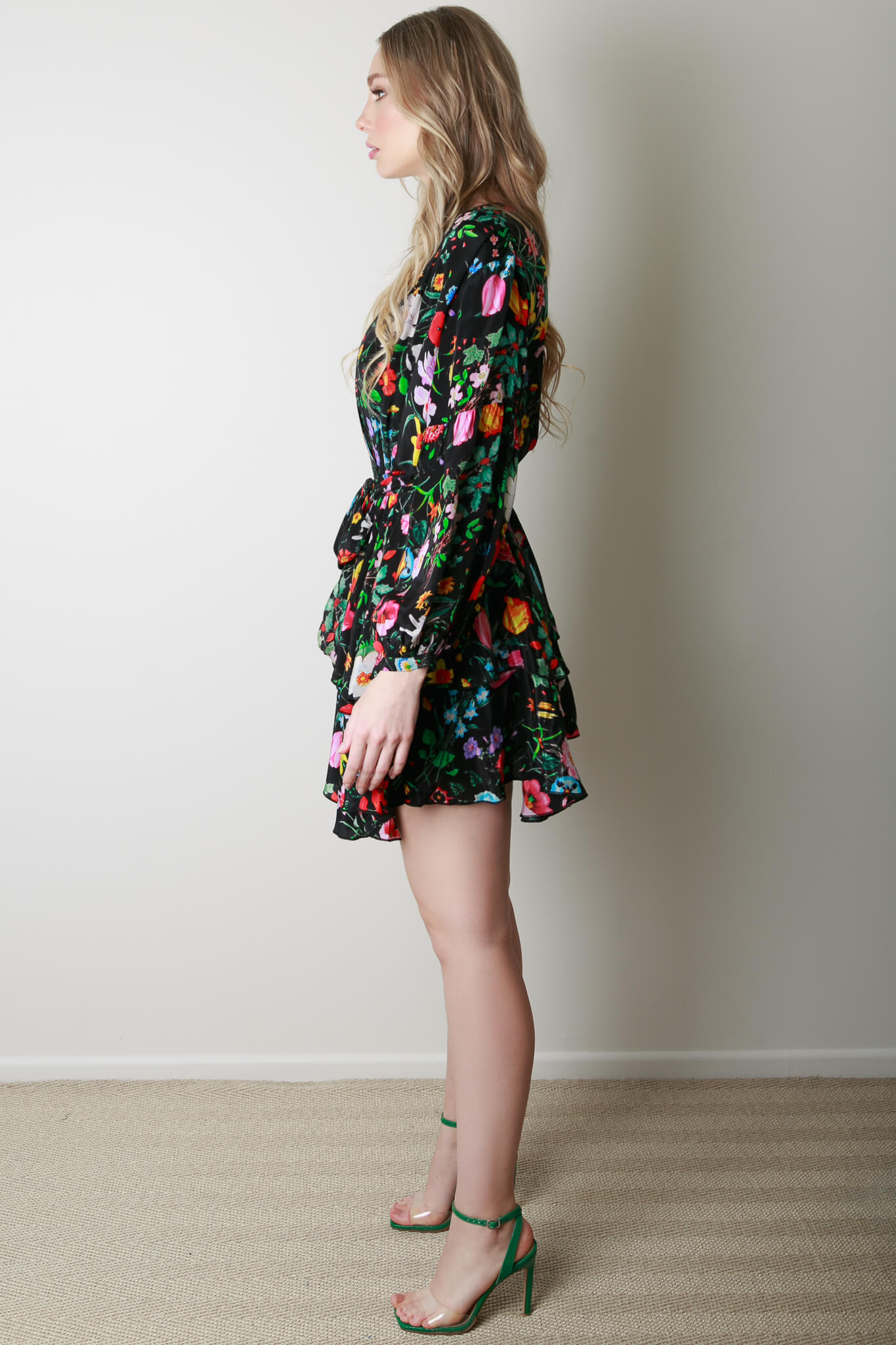Fleur Mini Black Floral Dress