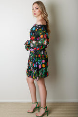 Edith Mini Black Floral Dress